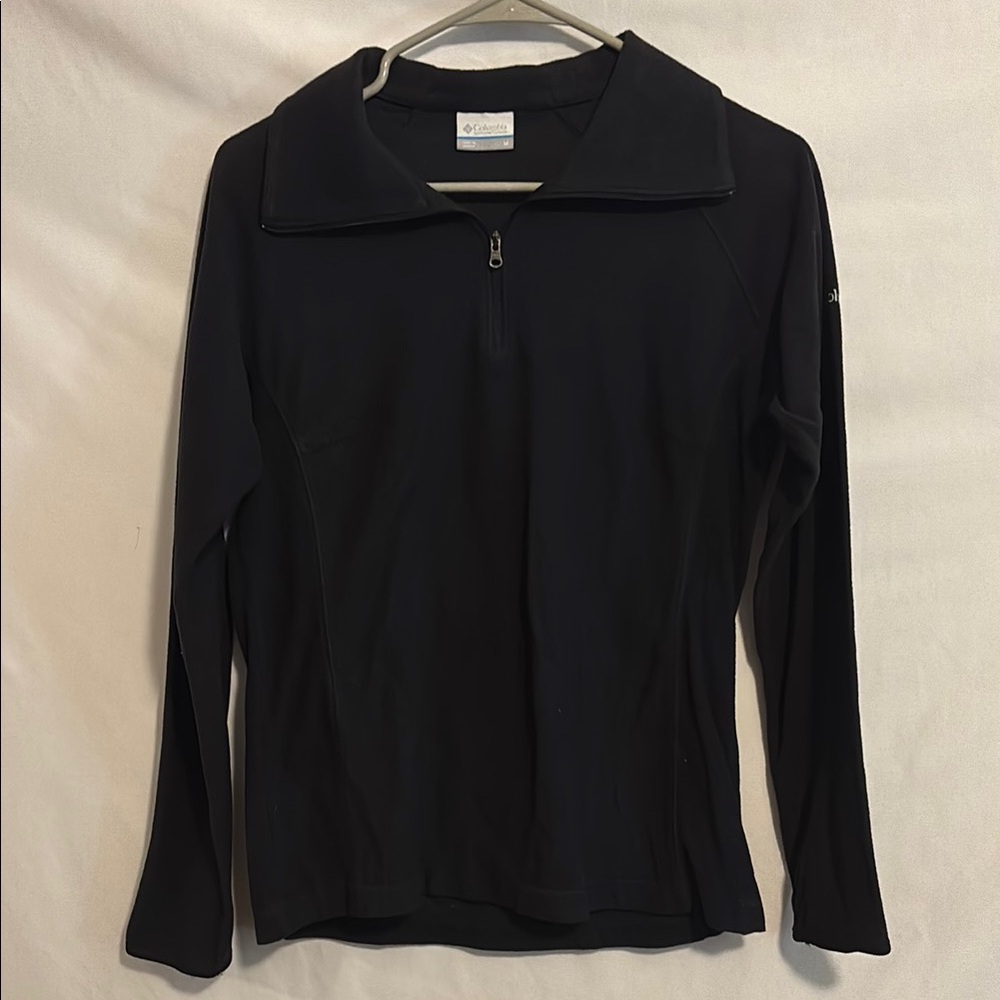 Columbia Black Fitted Polo Long Sleeve Tee